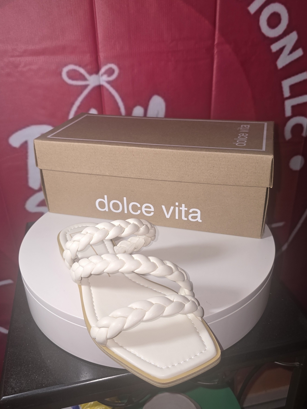 Dolce Vita Cream Braided  Double-Strap Slide Sandals Size 7.5 Medium